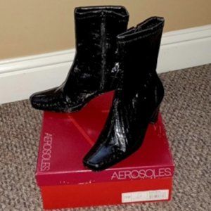 Aerosoles Gene boots - New with Box - WIDE black patent croc. 7.5 Wide perfect